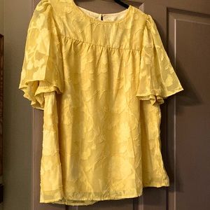 Floral Embossed/Textured Ruffled Babydoll Blouse NWOT